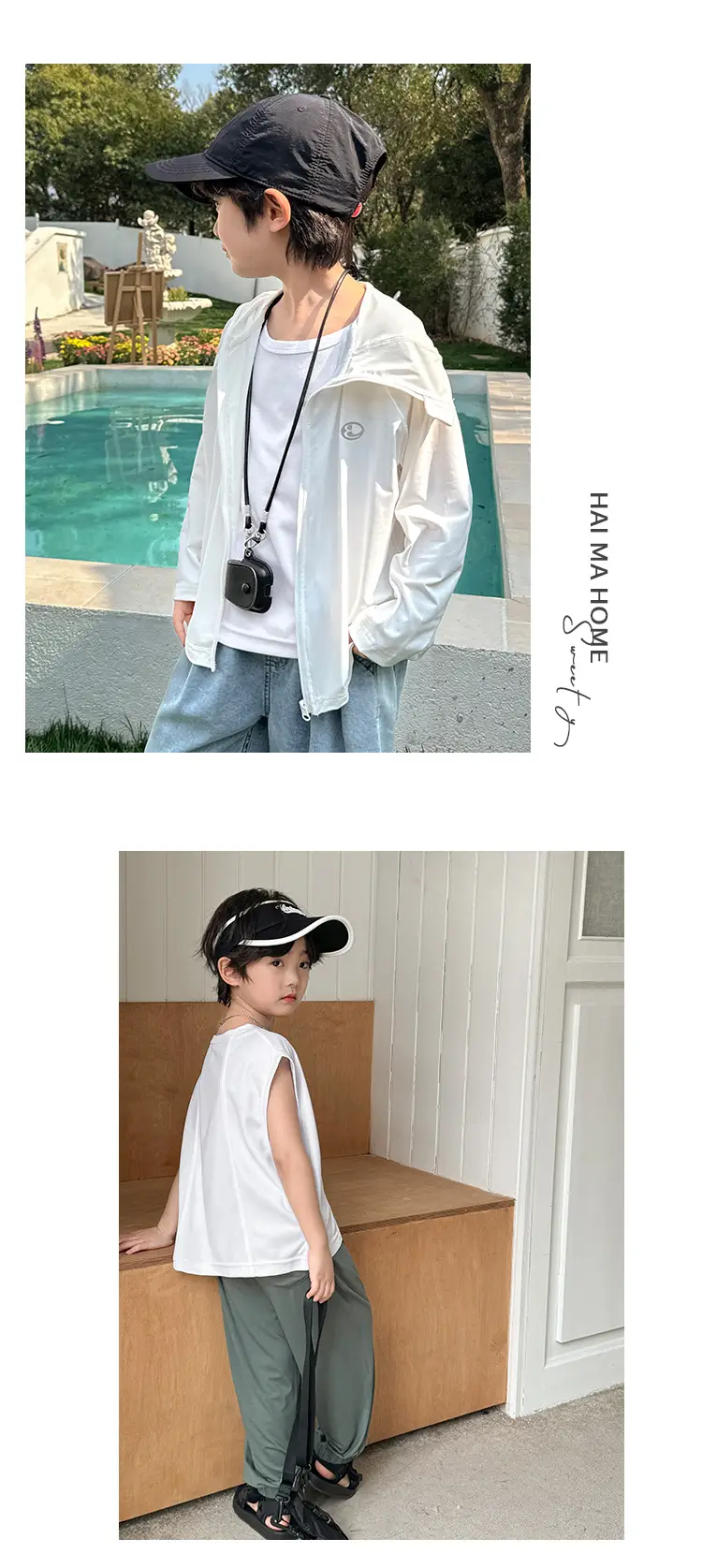 Boys Mesh Sleeveless Vest T-Shirt White Korean Style — feature 10