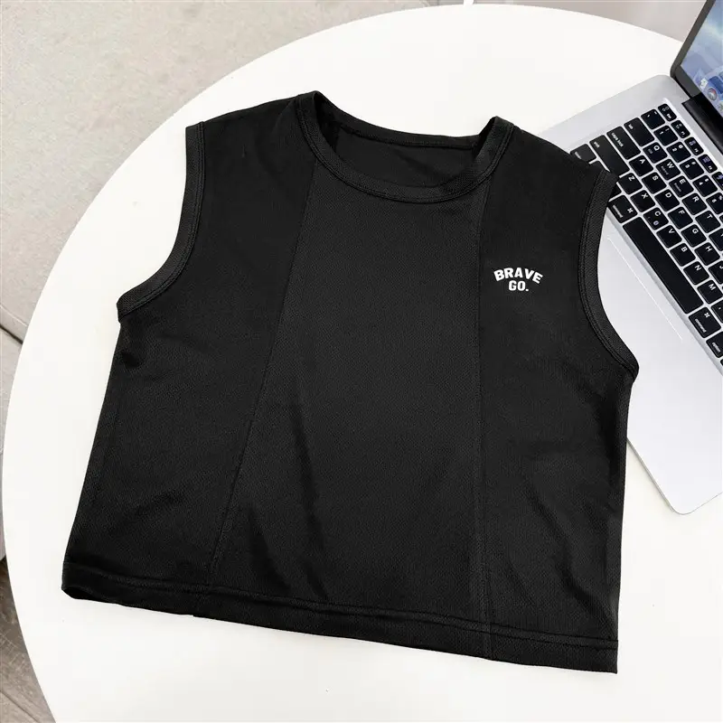 Boys Mesh Sleeveless Vest T-Shirt White Korean Style