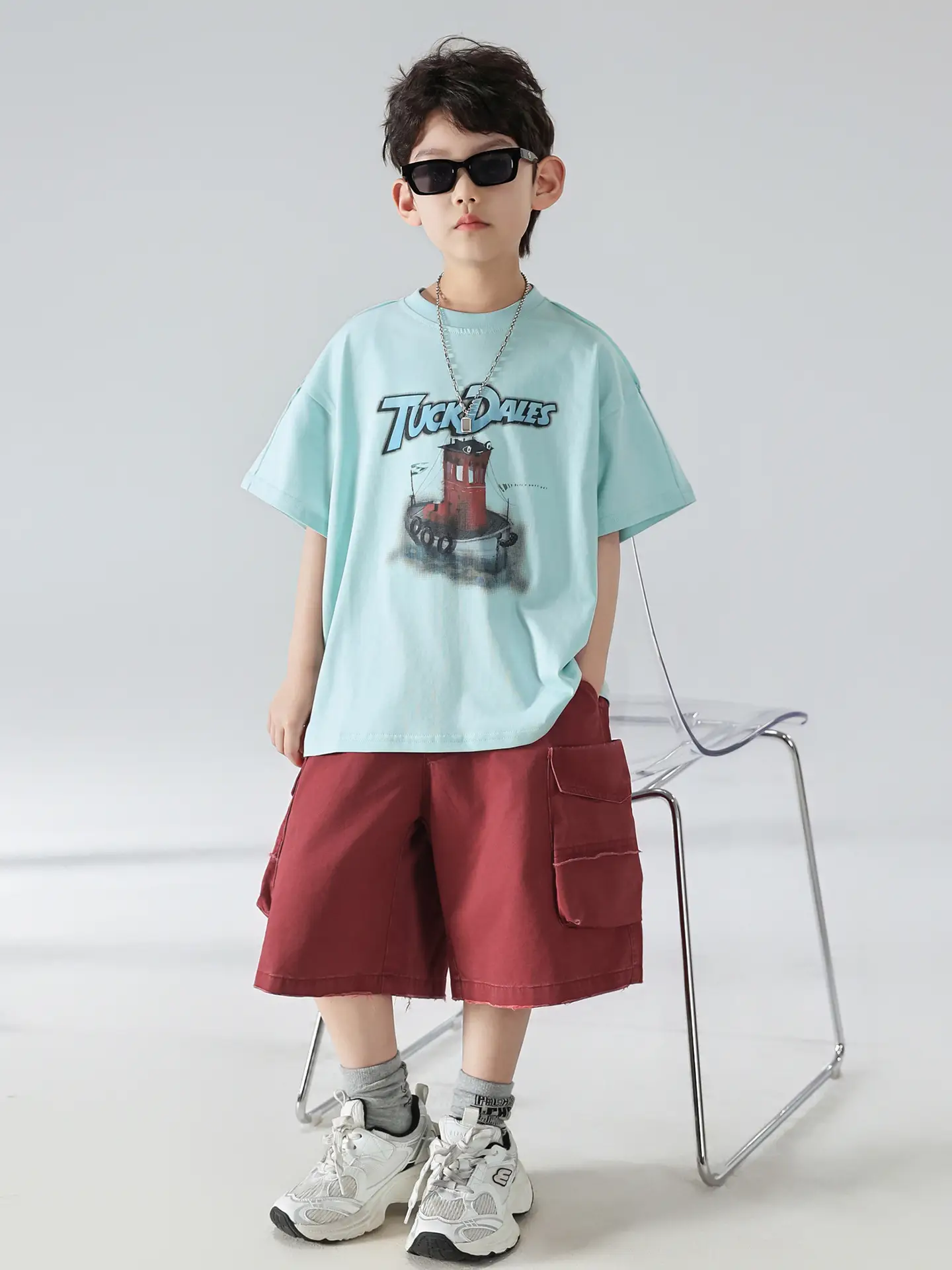 Boys T-shirt Light Blue 2025 Summer Kids Wear - Image 3