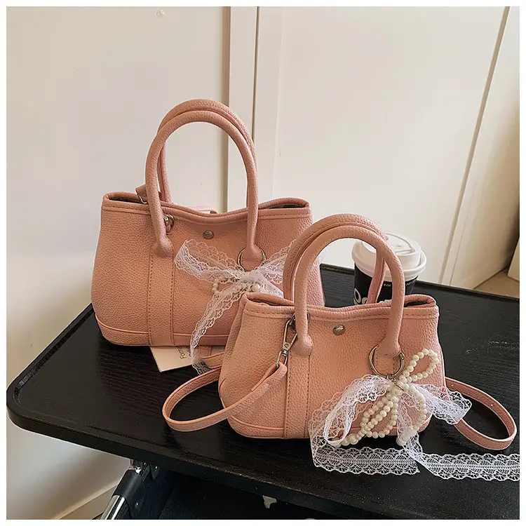 Yellow Leather Shoulder Crossbody Bag with Lace Trim — feature 40