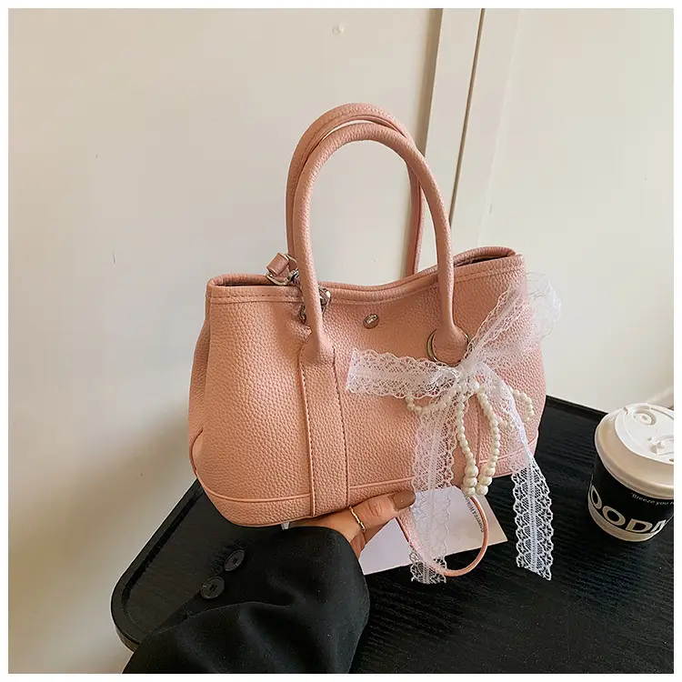 Yellow Leather Shoulder Crossbody Bag with Lace Trim — feature 41