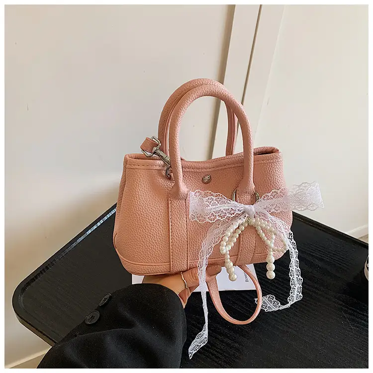 Yellow Leather Shoulder Crossbody Bag with Lace Trim — feature 43