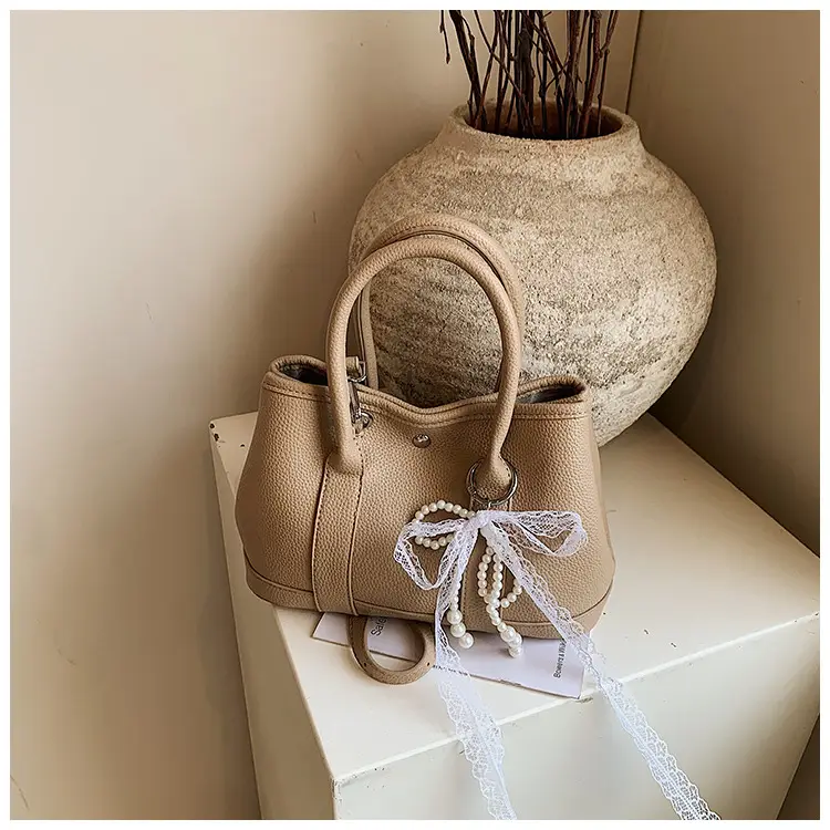Yellow Leather Shoulder Crossbody Bag with Lace Trim — feature 46