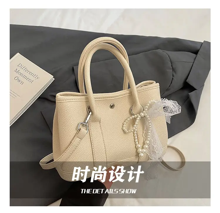 Yellow Leather Shoulder Crossbody Bag with Lace Trim — feature 5