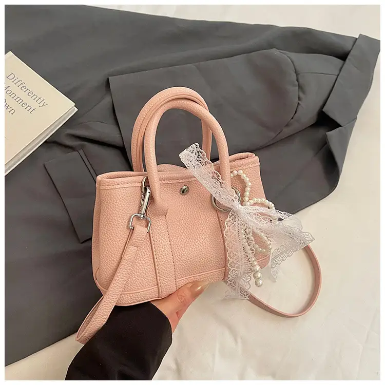 Yellow Leather Shoulder Crossbody Bag with Lace Trim - Image 13