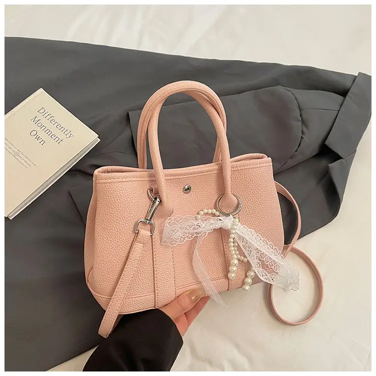 Yellow Leather Shoulder Crossbody Bag with Lace Trim - Image 3