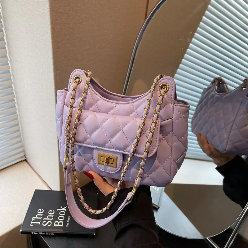 Pink Diamond Chain Shoulder Bag for Women 2025 - Image 3