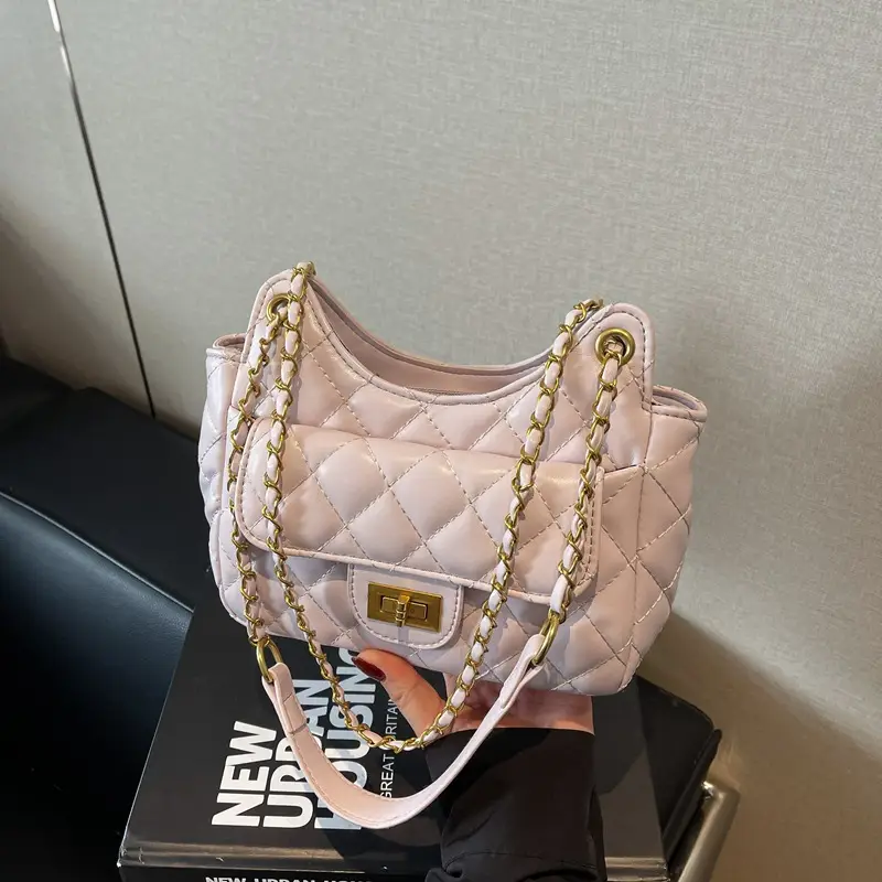 Pink Diamond Chain Shoulder Bag for Women 2025 - Image 4