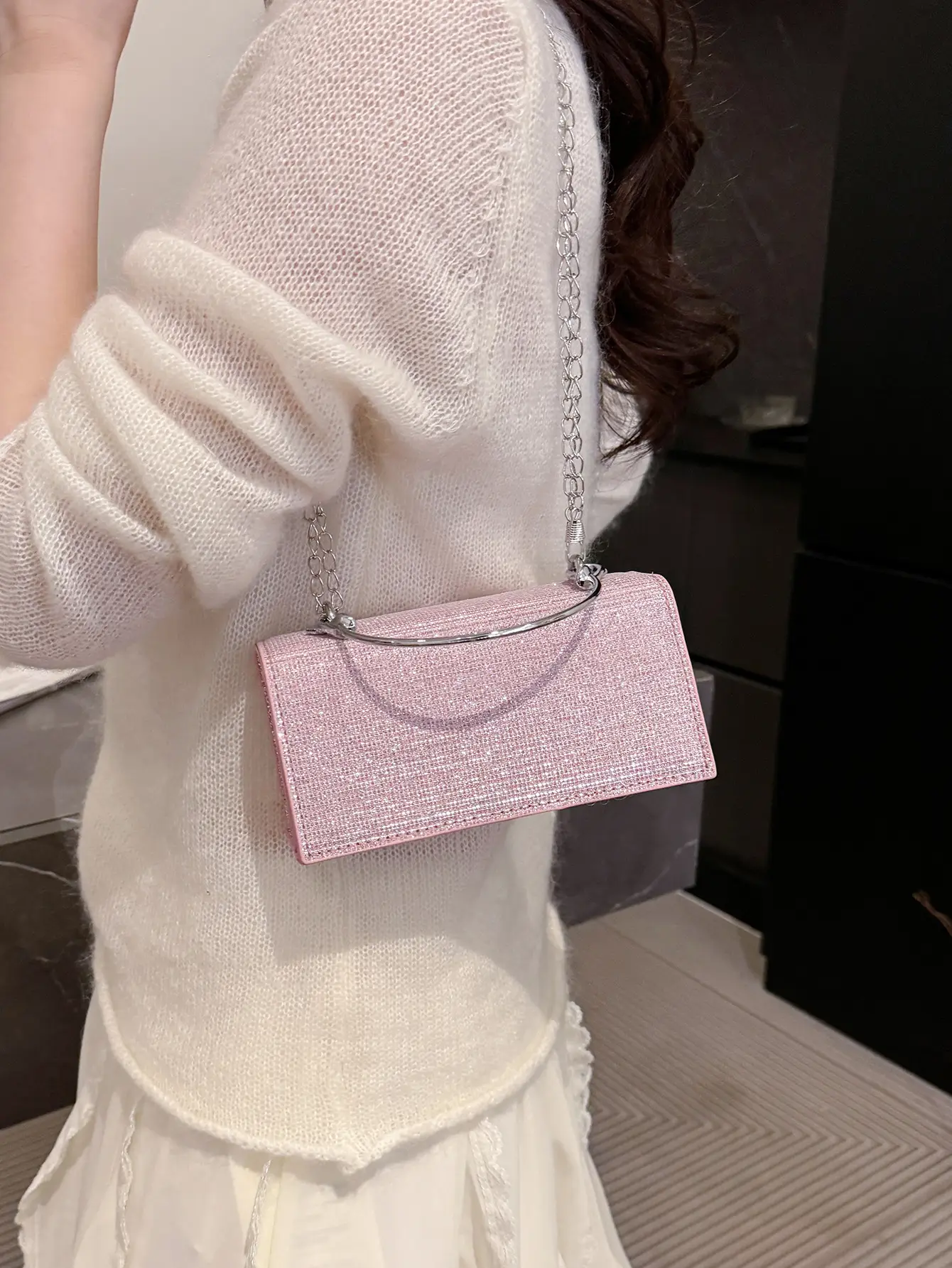 Pink Sparkly Crossbody Bag for Women 2025 Banquet Evening Use - Image 5