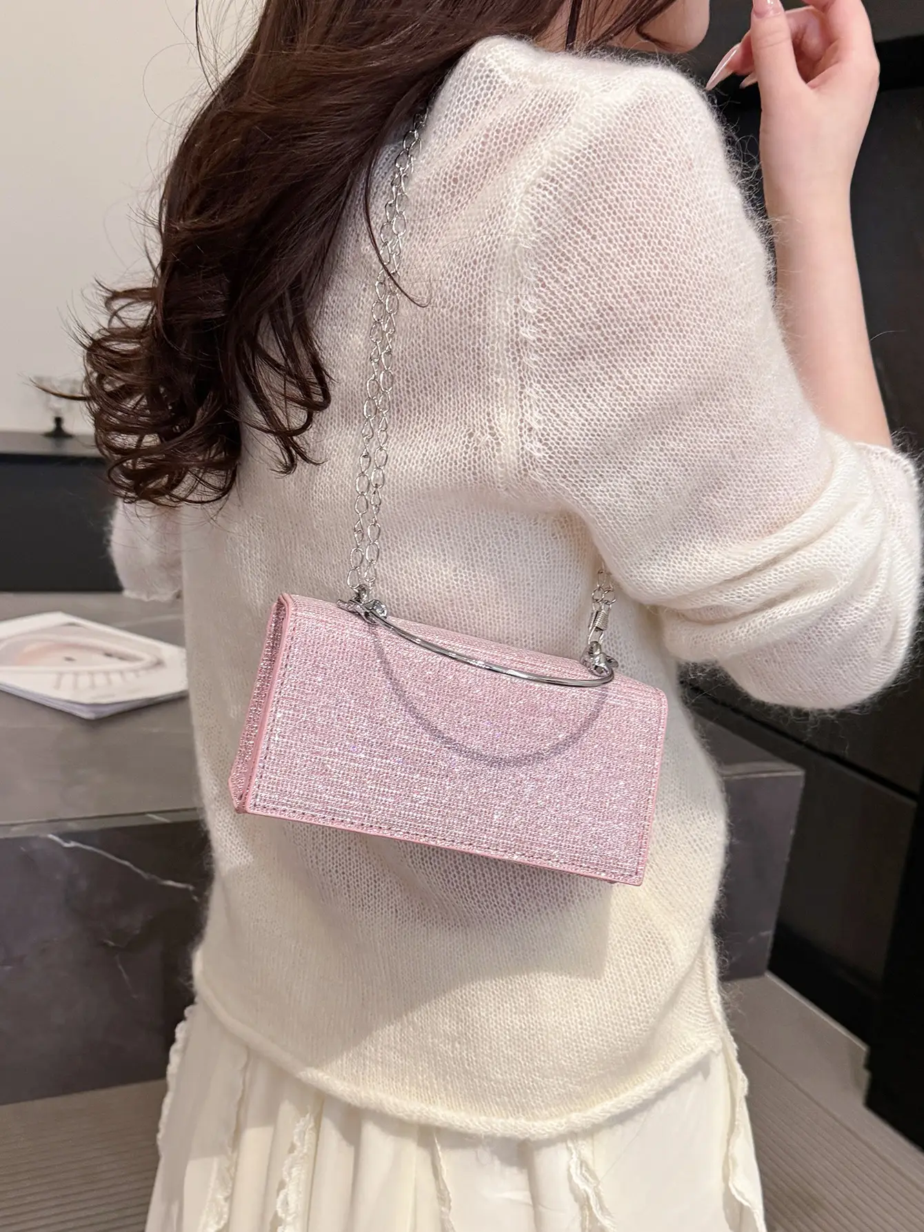 Pink Sparkly Crossbody Bag for Women 2025 Banquet Evening Use - Image 6