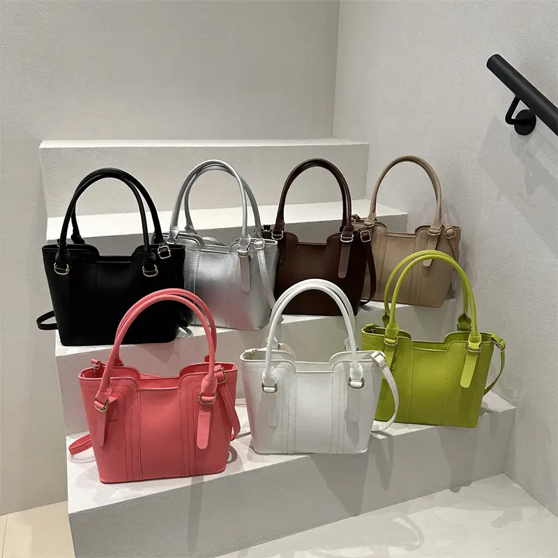 Green Leather Shoulder Bag Large Capacity Casual Tote