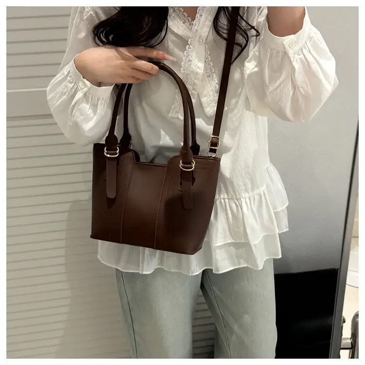 Green Leather Shoulder Bag Large Capacity Casual Tote — feature 17