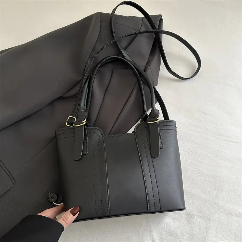Green Leather Shoulder Bag Large Capacity Casual Tote