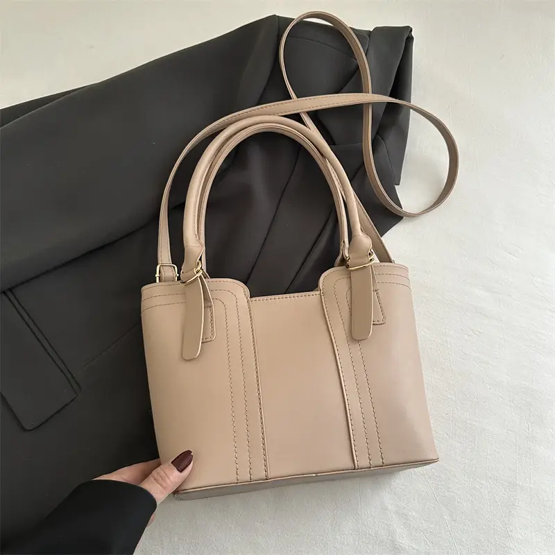 Green Leather Shoulder Bag Large Capacity Casual Tote