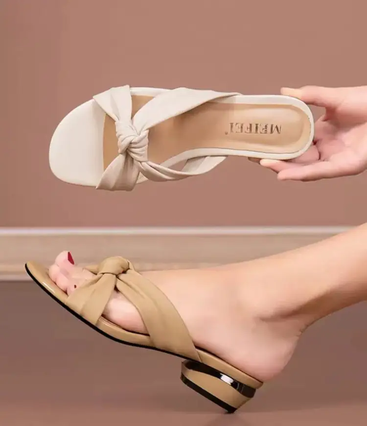 Women's Slide Slide Slippers with Skirt for Going Out 2025 Summer Fashion Fairy Style All-match Open Toe Low Heel Sandals — feature 5