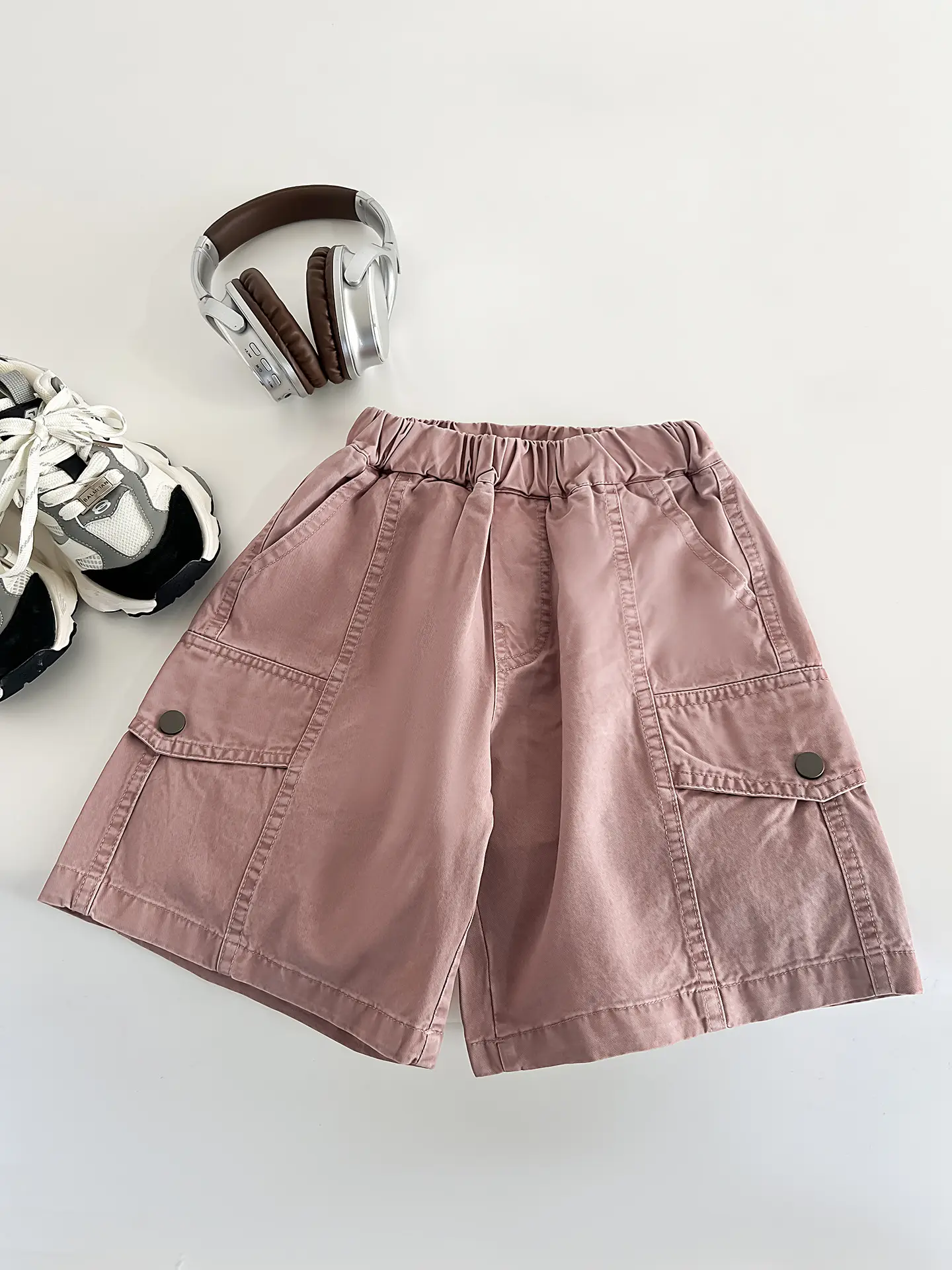 Boys Summer Printed T-Shirt Shorts Set White Pink — feature 20