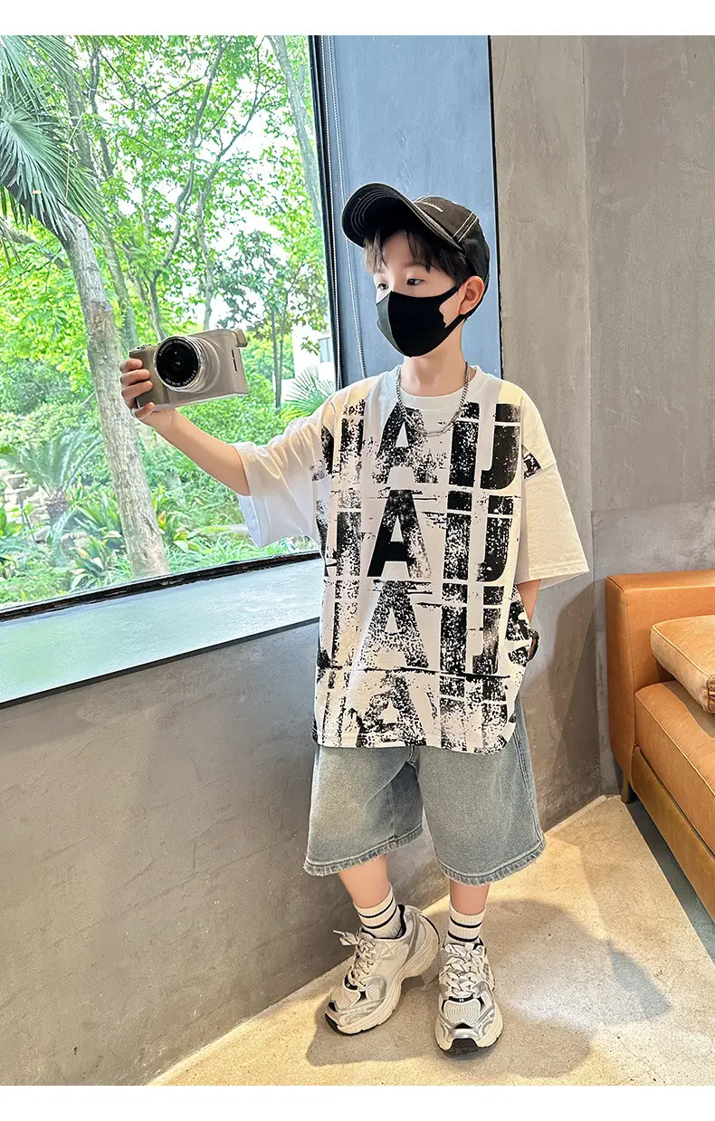 Summer Boys T-shirt Half Sleeve Letter Print Cool Teen — feature 16