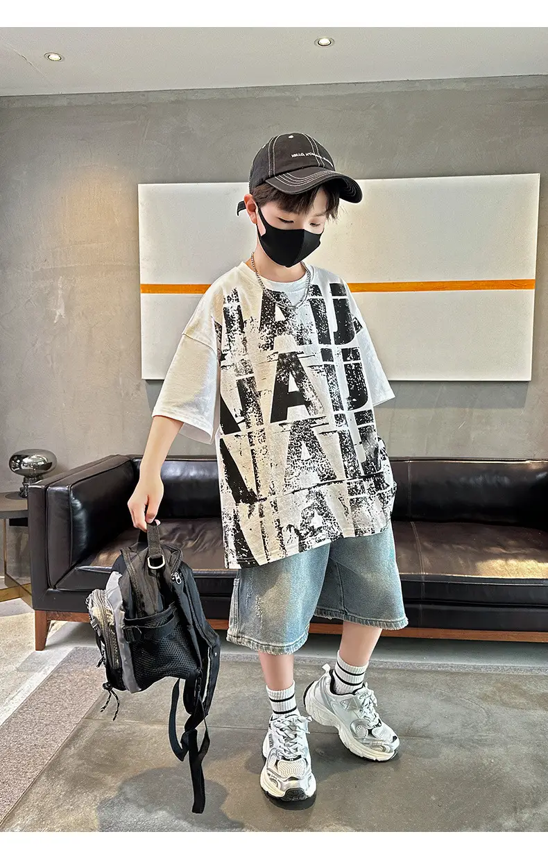 Summer Boys T-shirt Half Sleeve Letter Print Cool Teen — feature 17