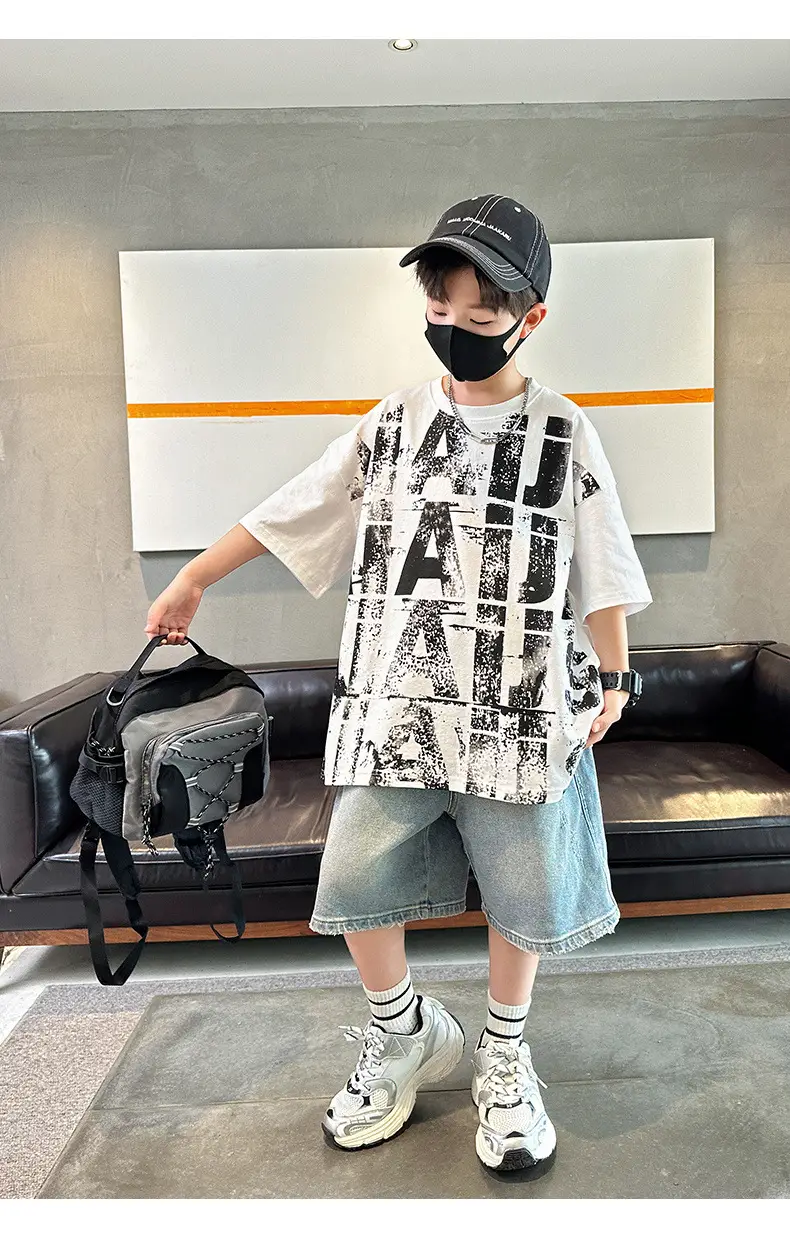 Summer Boys T-shirt Half Sleeve Letter Print Cool Teen — feature 18