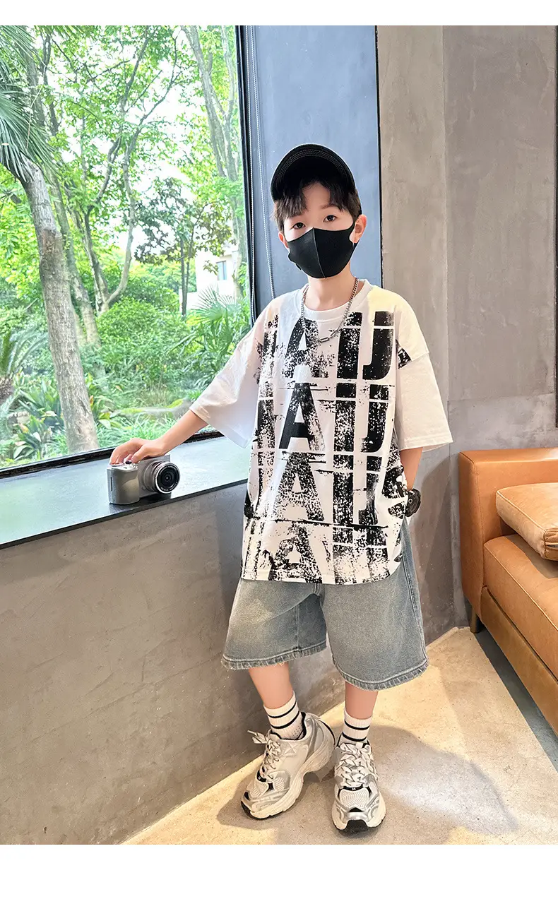 Summer Boys T-shirt Half Sleeve Letter Print Cool Teen — feature 20
