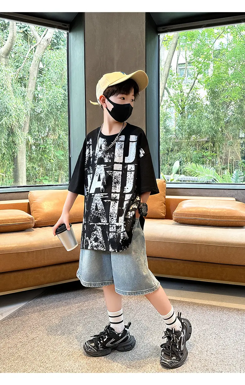 Summer Boys T-shirt Half Sleeve Letter Print Cool Teen — feature 22