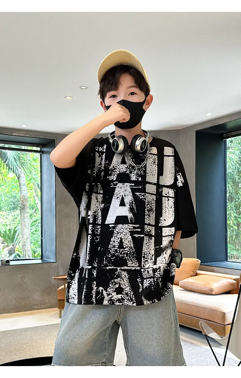 Summer Boys T-shirt Half Sleeve Letter Print Cool Teen — feature 23