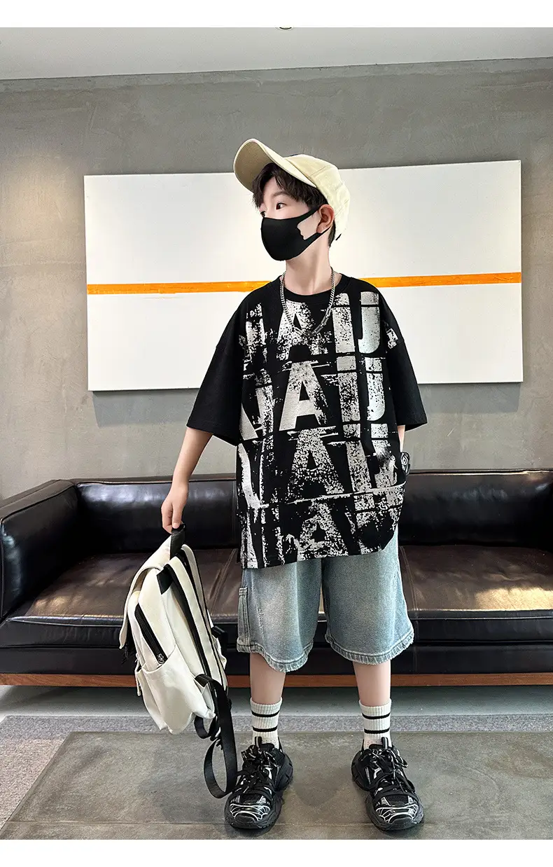 Summer Boys T-shirt Half Sleeve Letter Print Cool Teen — feature 24