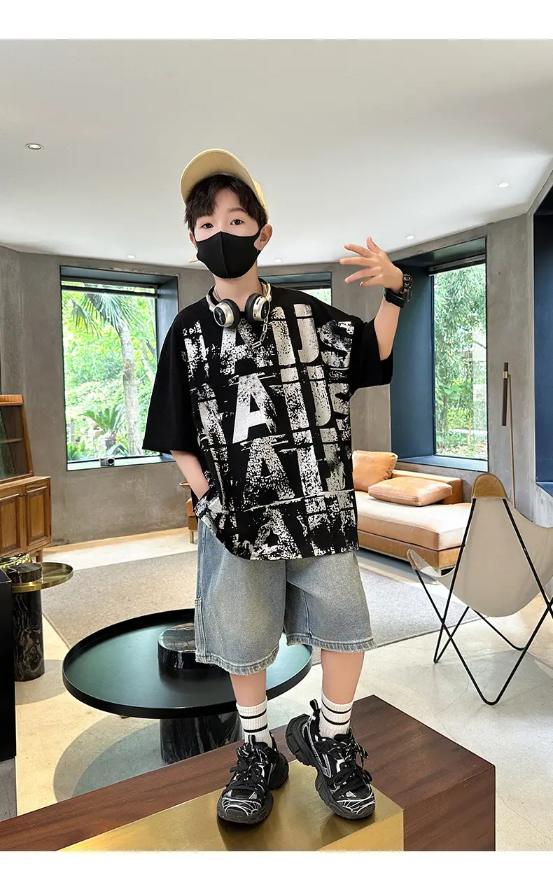 Summer Boys T-shirt Half Sleeve Letter Print Cool Teen — feature 27