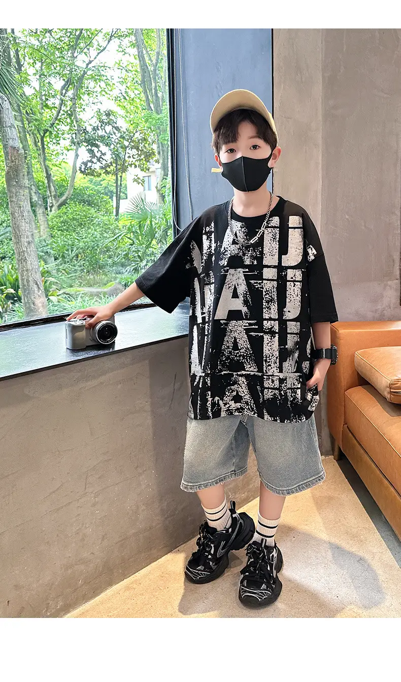 Summer Boys T-shirt Half Sleeve Letter Print Cool Teen — feature 28