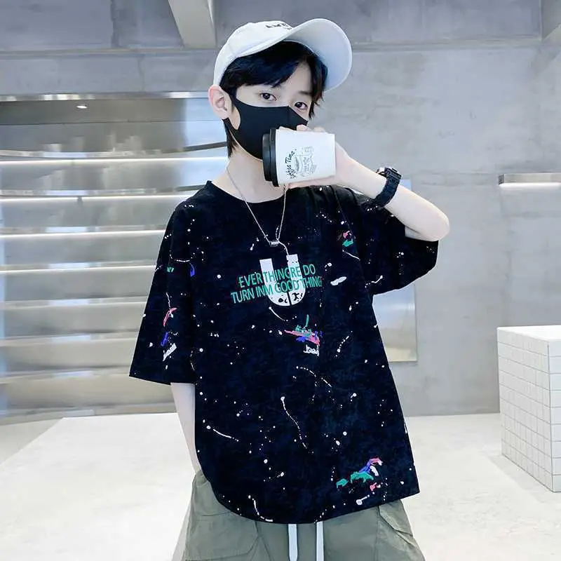 Boys Tie-Dye Cotton Summer Crewneck T-Shirt - Image 5
