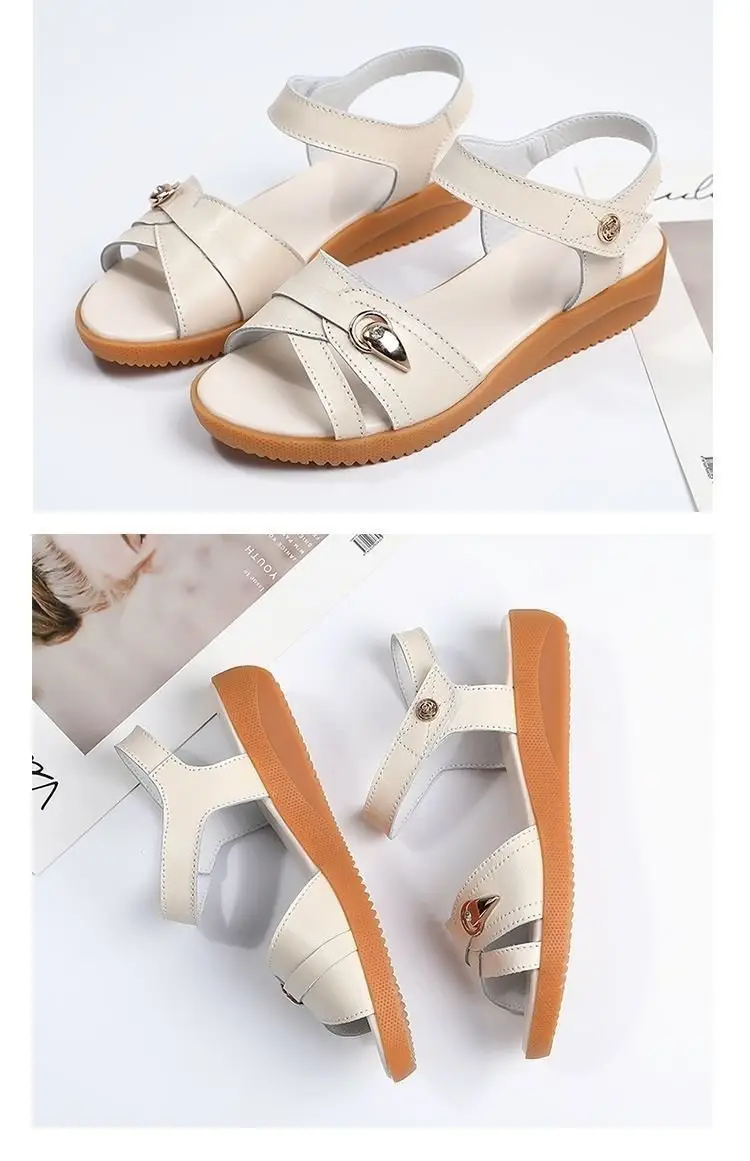 Women's Soft Leather Mother Sandals with Velcro & Non-Slip Soles — feature 8