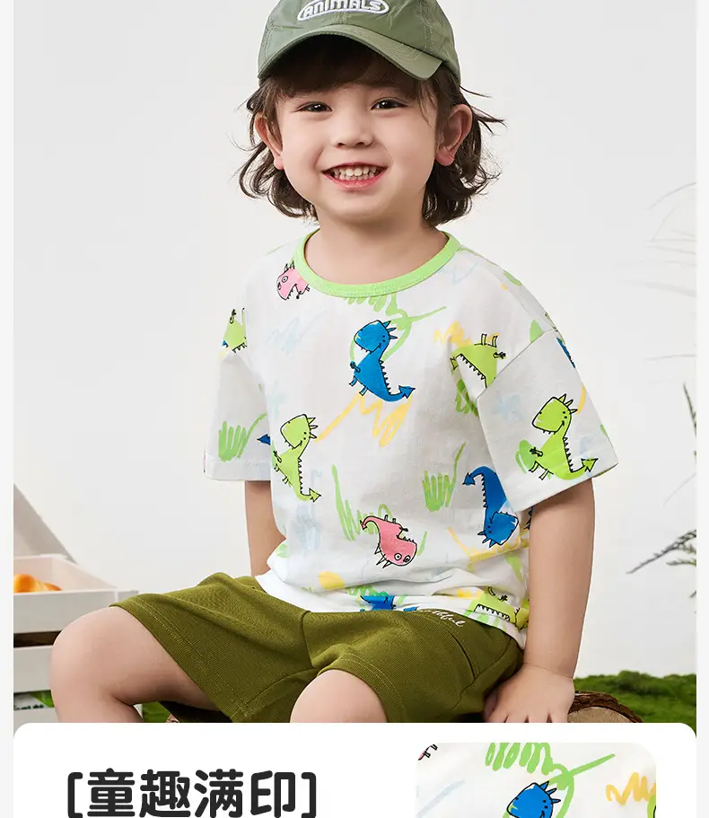 Dinosaur Print Baby Boy T-Shirt Cotton Summer — feature 9