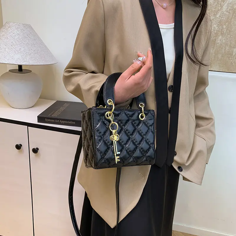 White Rhombus Embroidery Shoulder Bag for Women 2025 - Image 6