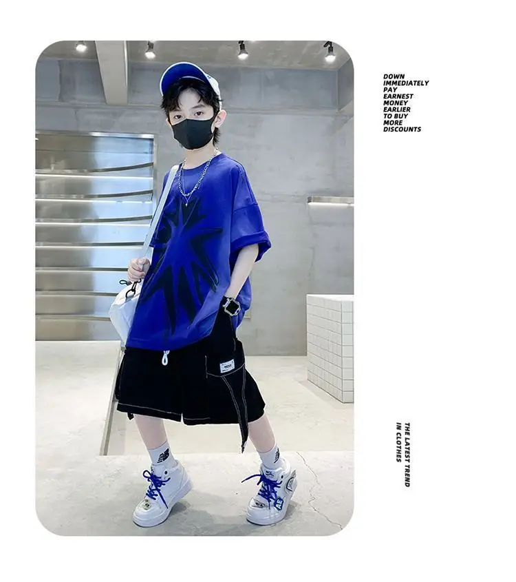 Boys Cotton Tie-Dye Short Sleeve T-Shirt Grey Black — feature 14