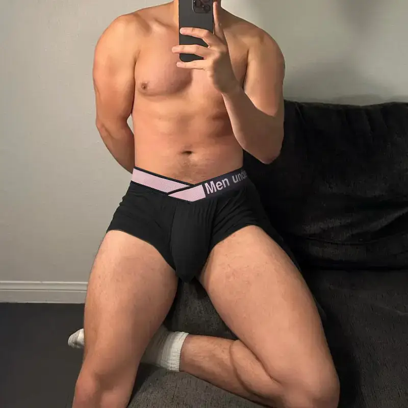 Men High-Cut Laser Gradient Boxer Briefs Black - Image 8