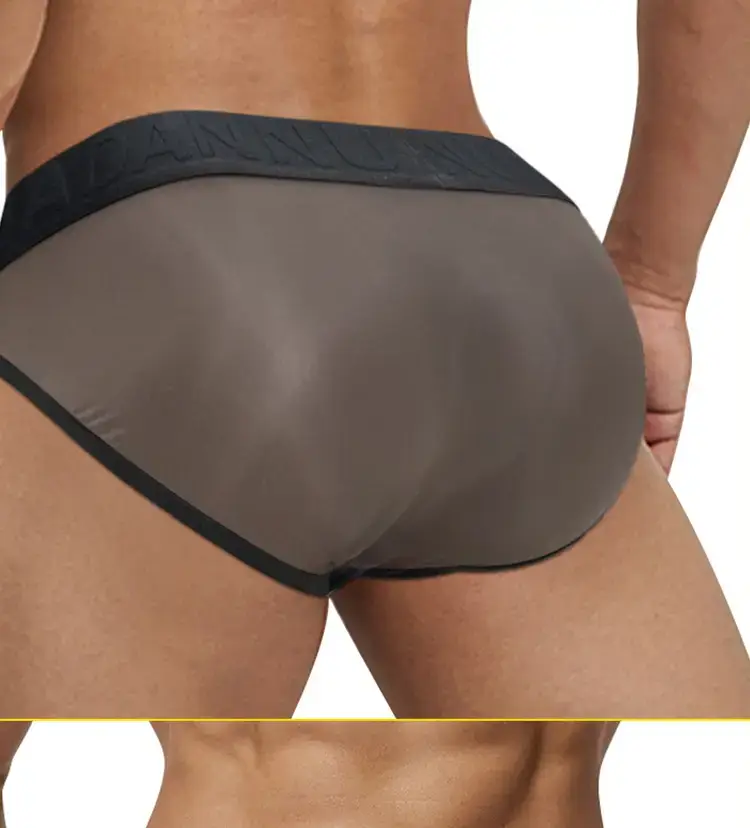 Men's Transparent Embossed Belt Briefs Black White Peach — feature 14