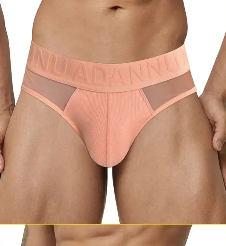 Men's Transparent Embossed Belt Briefs Black White Peach — feature 18