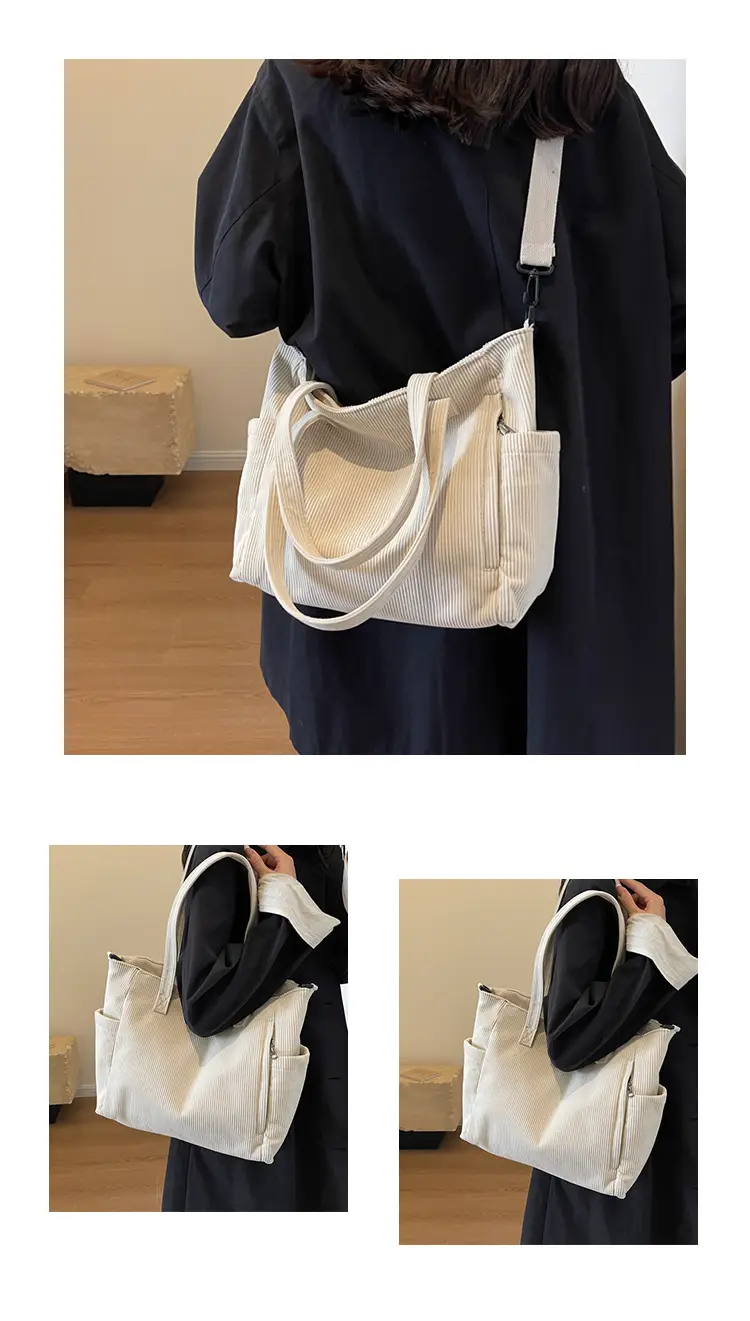 Olive Green Corduroy Tote Bag for Women Large Capacity — feature 12