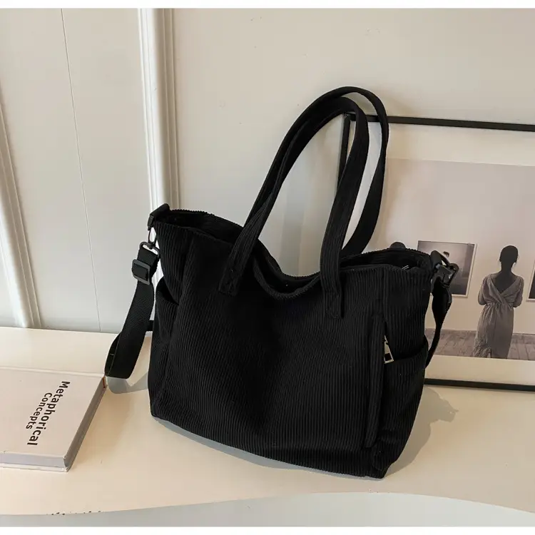 Olive Green Corduroy Tote Bag for Women Large Capacity — feature 15