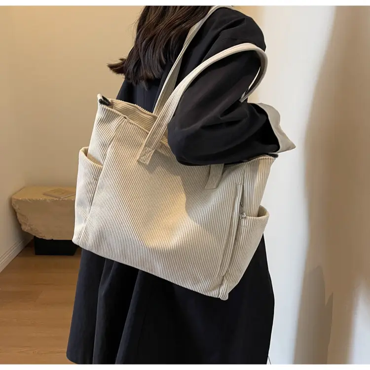 Olive Green Corduroy Tote Bag for Women Large Capacity — feature 29