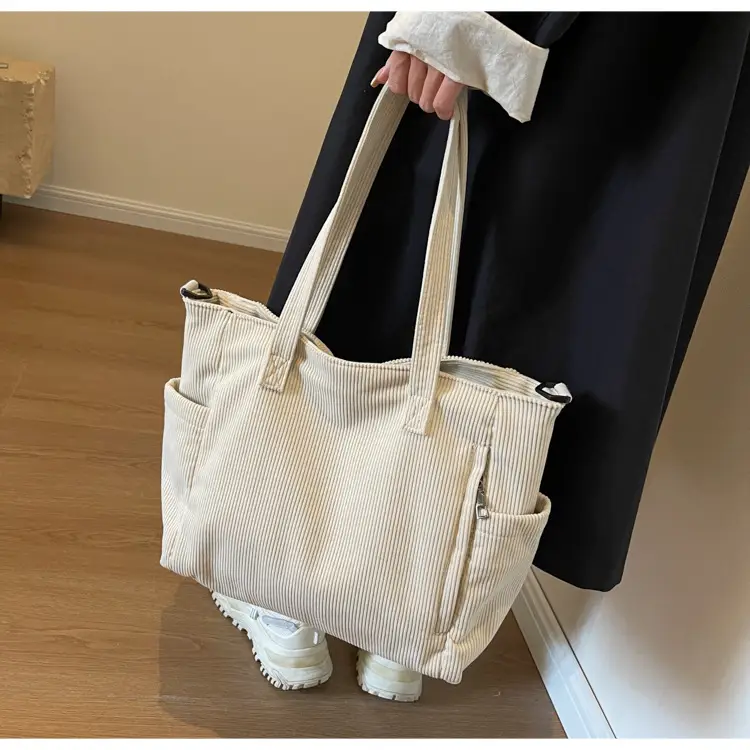 Olive Green Corduroy Tote Bag for Women Large Capacity — feature 31