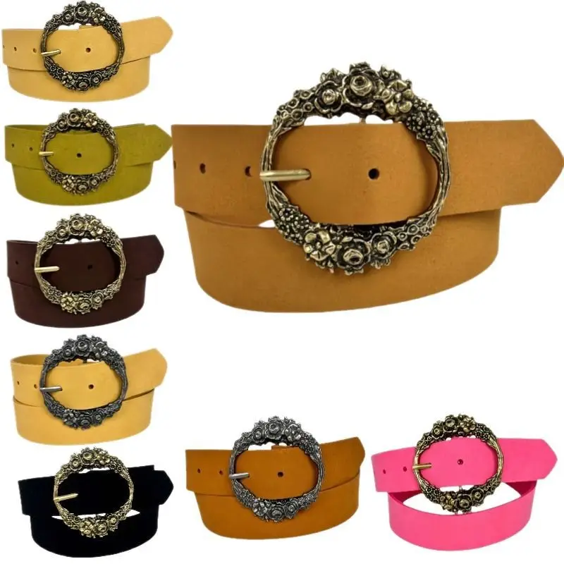 Deerskin Fleece Belt with Floral Buckle Yellow - Image 17