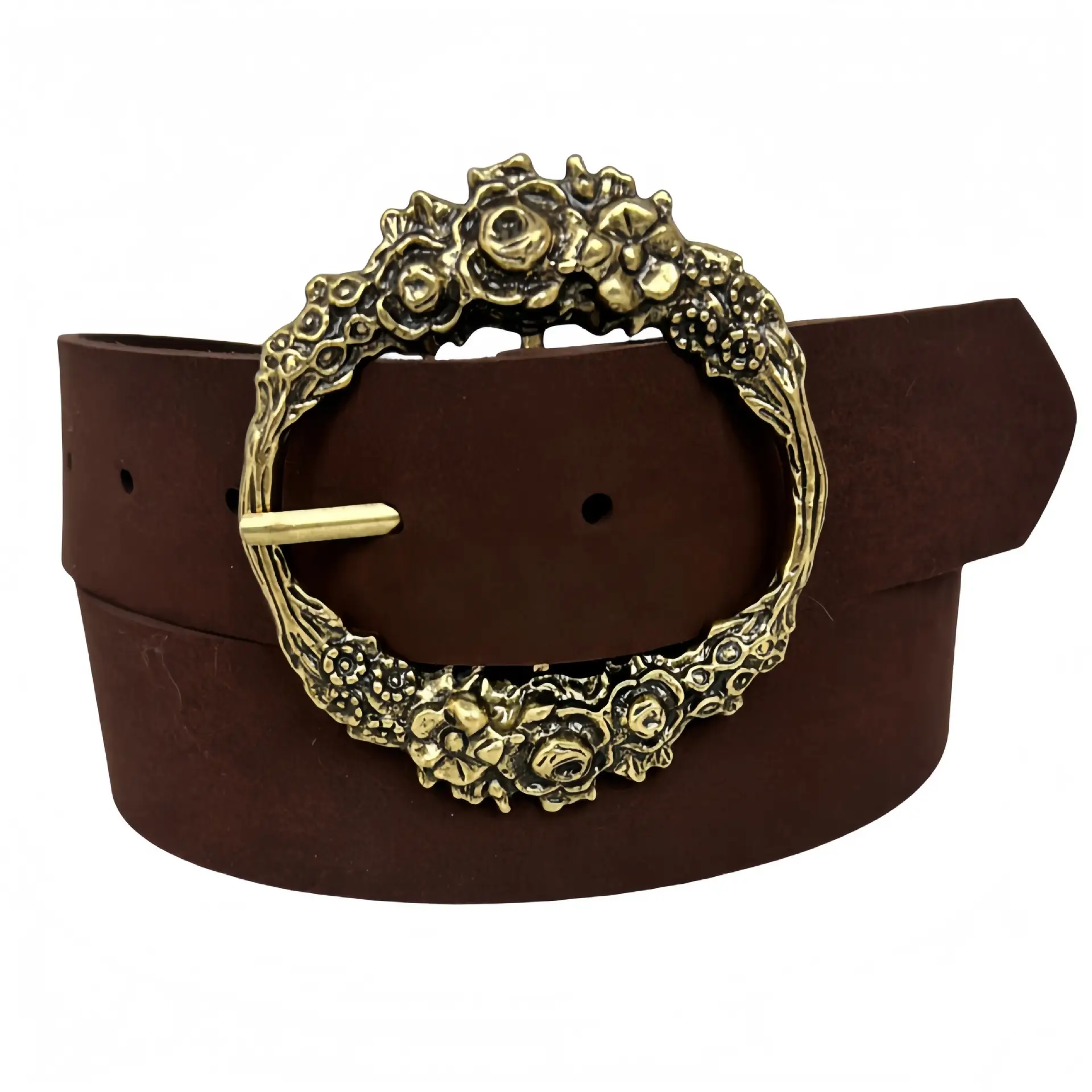 Deerskin Fleece Belt with Floral Buckle Yellow — feature 9