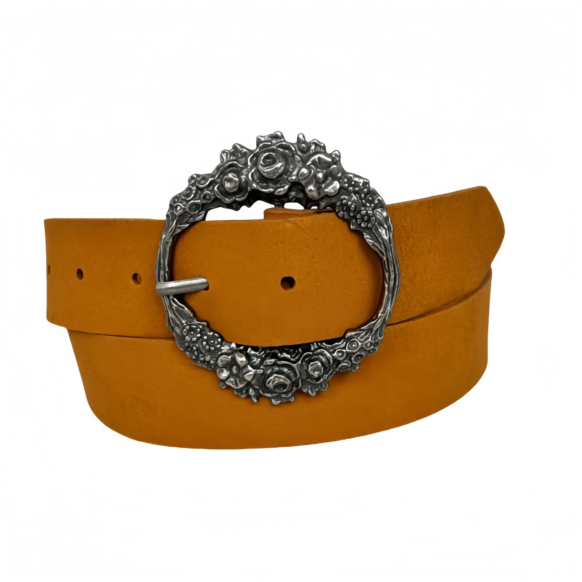 Deerskin Fleece Belt with Floral Buckle Yellow - Image 3