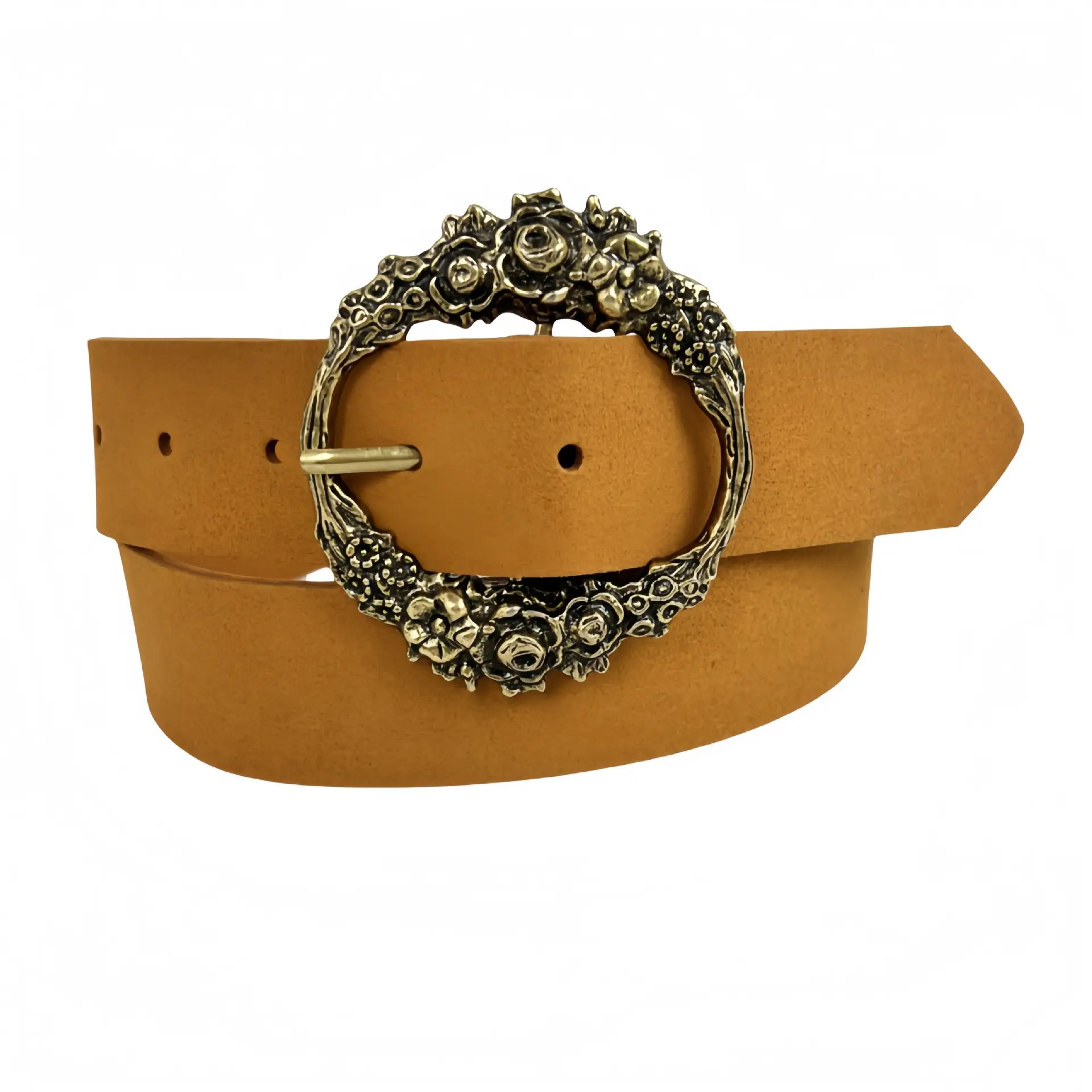 Deerskin Fleece Belt with Floral Buckle Yellow - Image 4