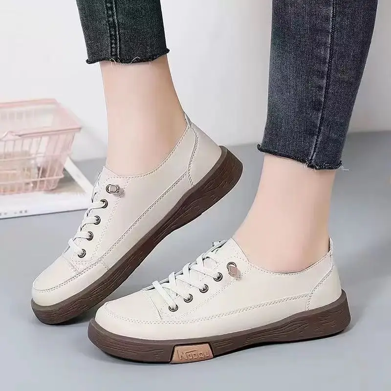 Women's White Casual Sneakers with Non-Slip Sole
