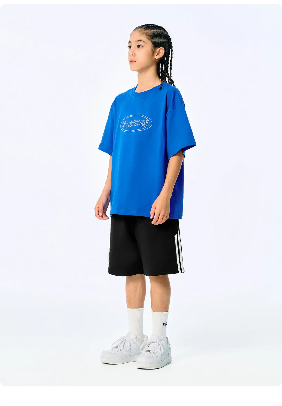Blue Retro Embroidered T-Shirt for Kids Boys Summer Casual — feature 15
