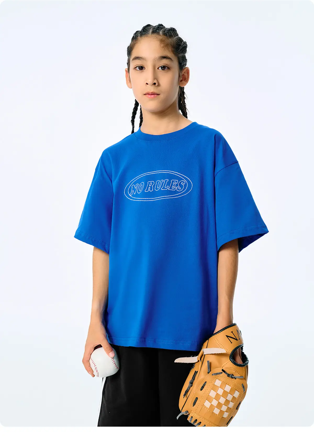 Blue Retro Embroidered T-Shirt for Kids Boys Summer Casual — feature 16