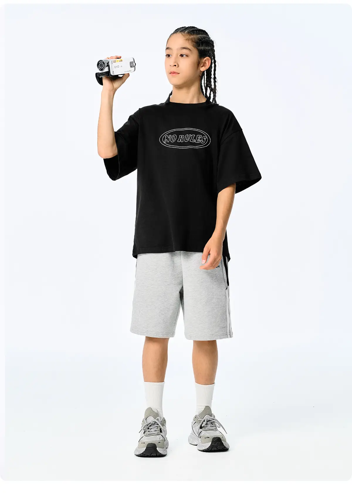 Blue Retro Embroidered T-Shirt for Kids Boys Summer Casual — feature 19