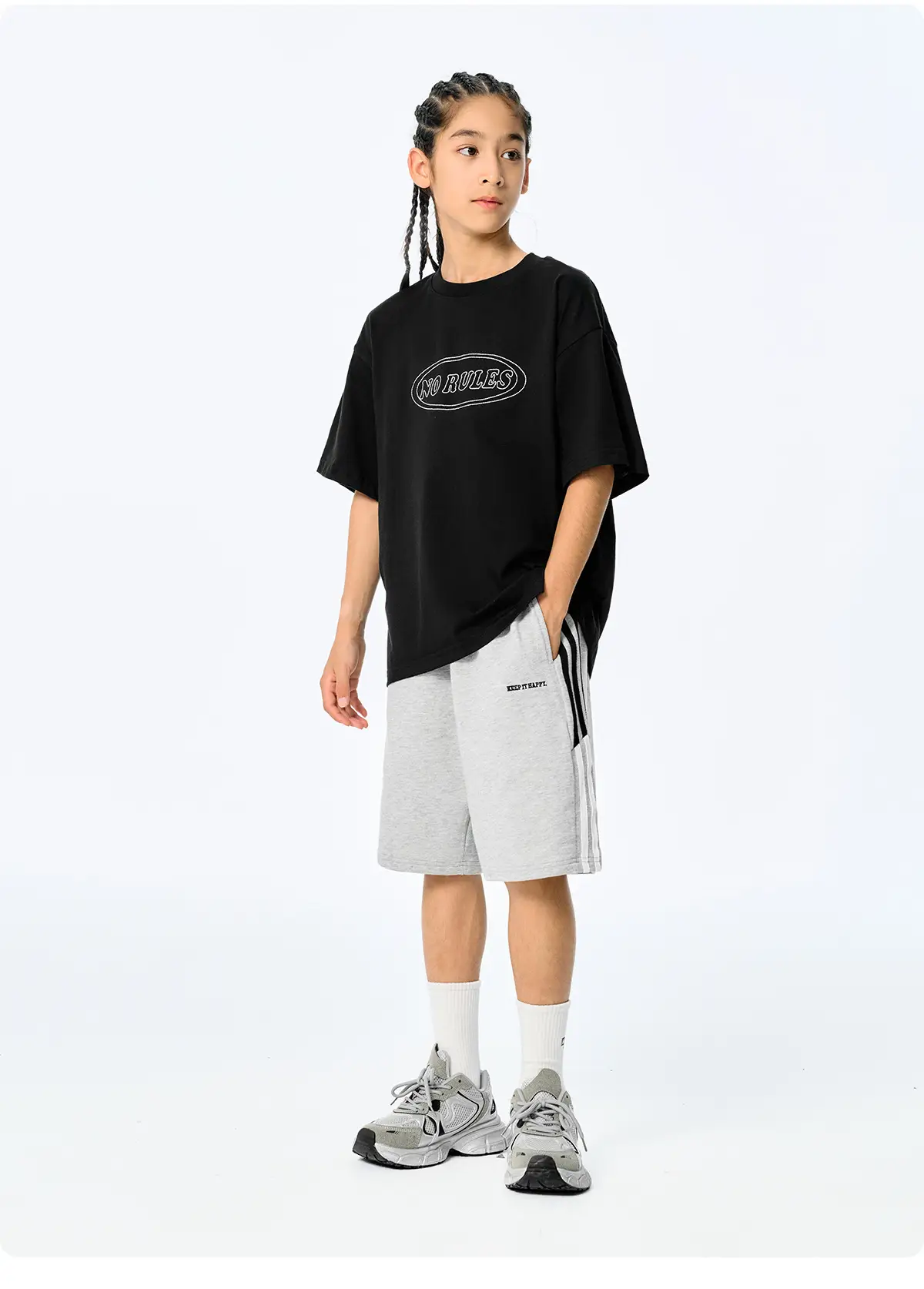 Blue Retro Embroidered T-Shirt for Kids Boys Summer Casual — feature 21